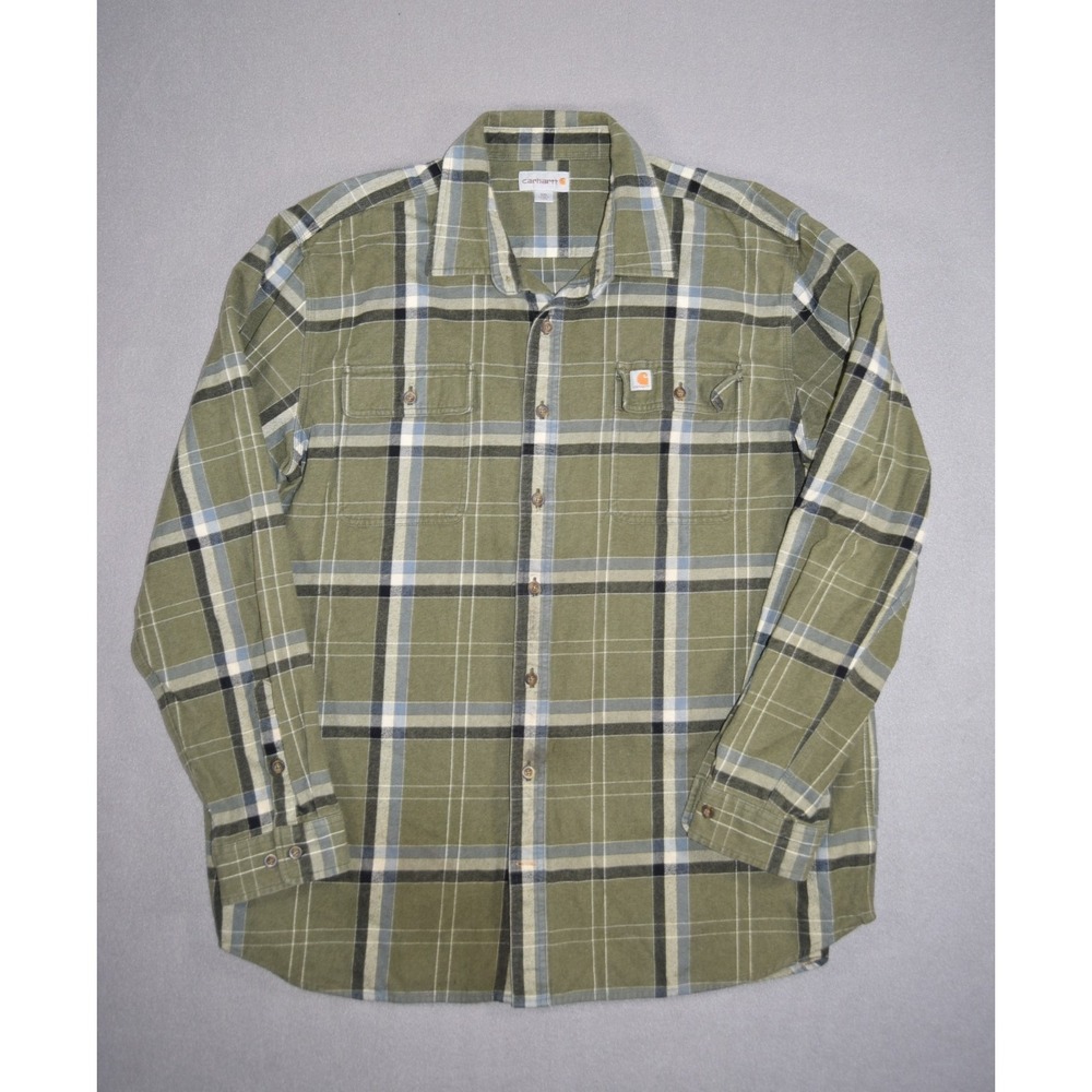Carhartt Shirt Mens 2XL Tall Green Plaid Hubbard Flannel Heavyweight 102815